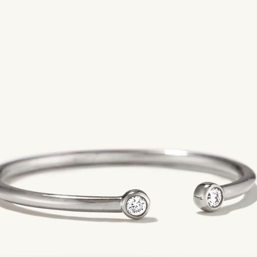 Mejuri 14k White Gold Double Diamond 
Open Ring Size 7